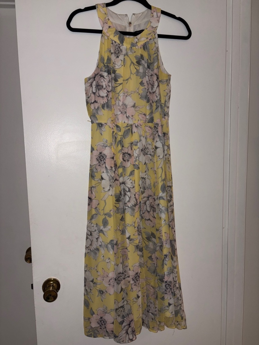 Tommy Hilfiger Yellow Floral Maxi Dress with Pink and Gray Blooms - 4
